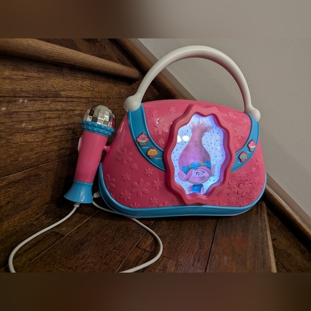 Trolls Pink and Blue Karaoke Machine with Microphone